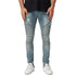 Men's Ripped Patch Jeans Basic Pleated Jeans Mid Waist Straight Pants